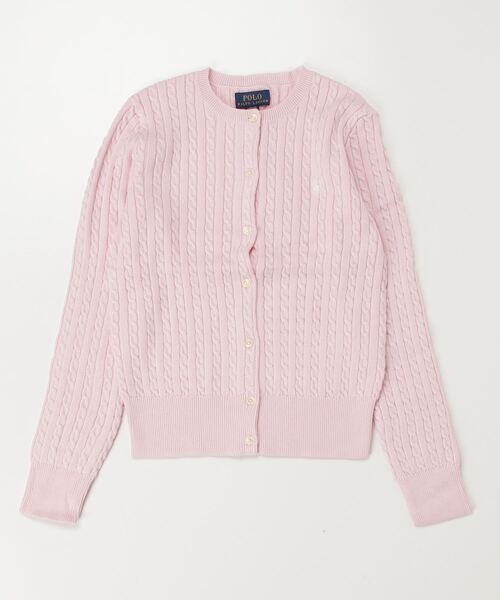 ラルフローレン ミニケーブルカーディガン ピンク レディースXS キッズL相当 Polo Ralph Lauren Childrenswear カーディガン ミニ ケーブル