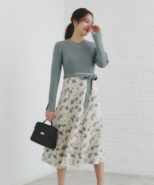 未使用級✨定価12万 フォクシー ジャガードニットドレス フレア ブラック 38 フォクシーニューヨーク DRESS 