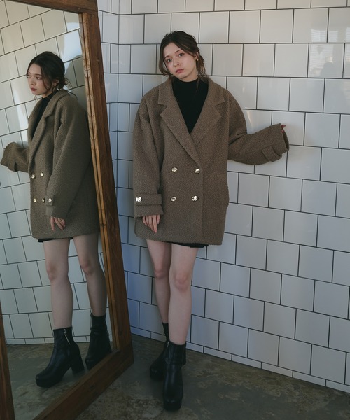 fupel ジャケット テーラードジャケット boucle double tailored coat 