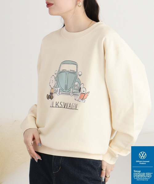 トレーナー スウェット PEANUTS×VW SNOOPY×フォルクスワーゲンスウェットクルーネックトレーナー レディース メンズ フォルクスワーゲン トレーナー スウェット PEANUTS×VW SNOOPY