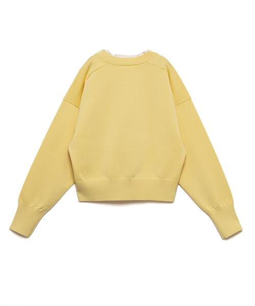 LANVIN ゴルフセーター 高品質 春〜秋　M 定価41800円 LANVIN en Bleu ニット セーター フリルカラーリボンニット