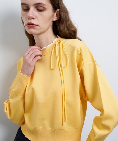 公式の  LANVIN en Bleu ニット セーター フリルカラーリボンニット トップス