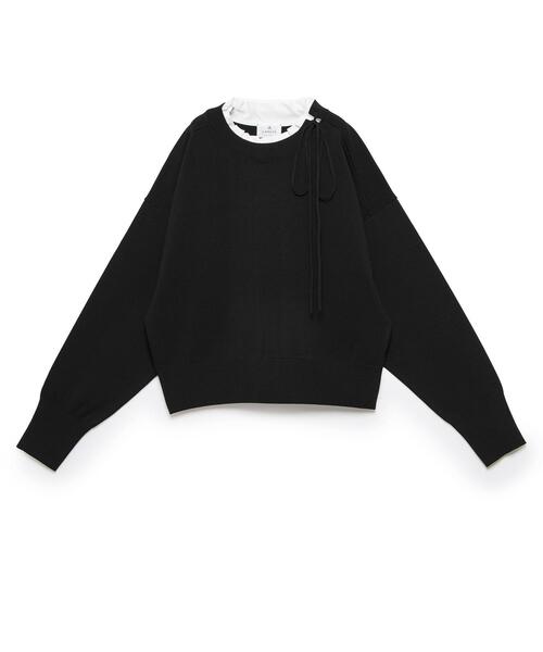 LANVIN　ランバンコレクション　リボンニットトップス　チュール フリルカラーリボンニット | LANVIN en Bleu (Women)/ランバン
