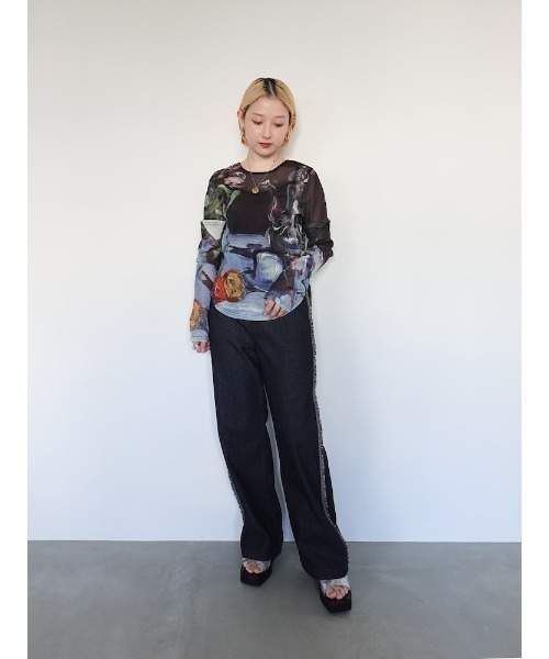 sahara（サハラ） tシャツ Art Print 2way Sleeve Top/アートプリント2