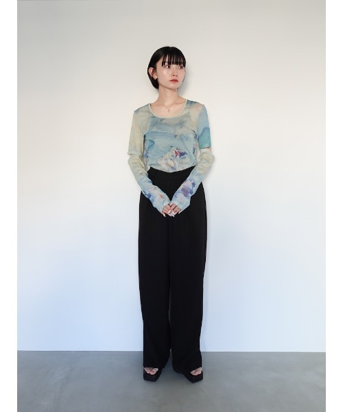 sahara tシャツ Art Print 2way Sleeve Top/アートプリント2
