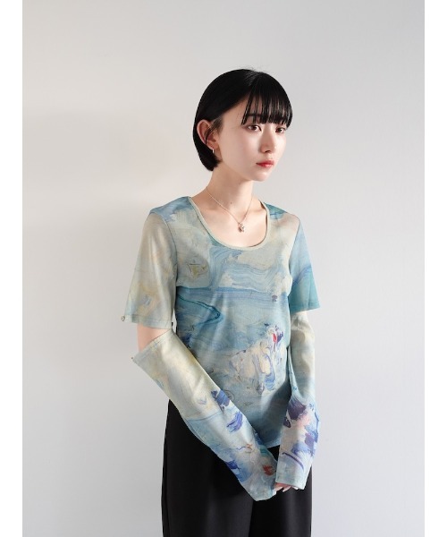 sahara（サハラ） tシャツ Art Print 2way Sleeve Top/アートプリント2