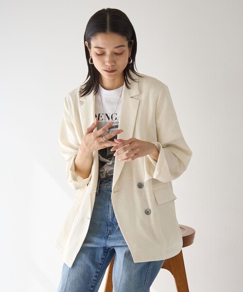 美品 green label relaxing シアー テーラードジャケット 今期 green label relaxing シアー テーラードジャケット