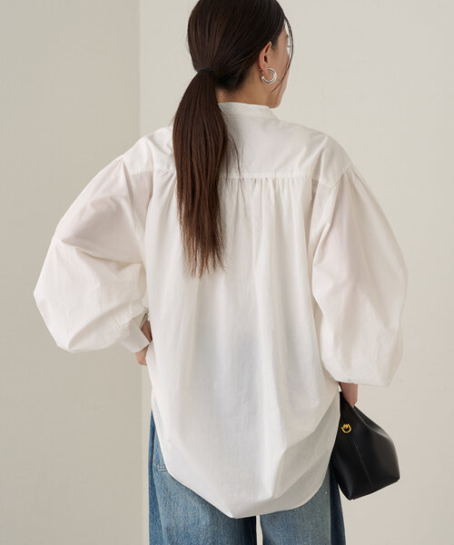 Loungedress リボンボリュームブラウス　ブラック パル PAL 【Loungedress】リボンボリュームブラウス （black
