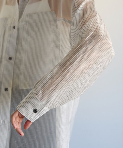 SOTT ブラウス シャツ Sheer Panel Shirt シアーストライプ切り替え
