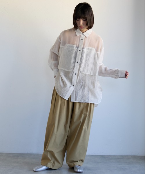 SOTT ブラウス シャツ Sheer Panel Shirt シアーストライプ切り替え