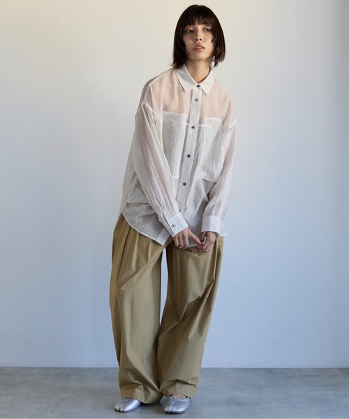 SOTT ブラウス シャツ Sheer Panel Shirt シアーストライプ切り替え