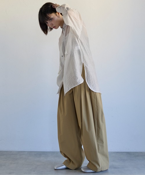 おりすページになります。 SOTT ブラウス シャツ Sheer Panel Shirt シアーストライプ切り替え