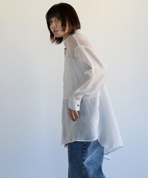 SOTT ブラウス シャツ Sheer Panel Shirt シアーストライプ切り替え