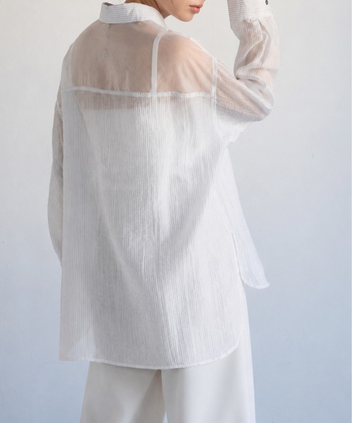 SOTT ブラウス シャツ Sheer Panel Shirt シアーストライプ切り替え 