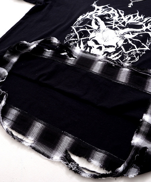 tシャツ 「SILVER BULLET SELECT AP/シルバーバレットセレクト」ネックレス付きフェイクレイヤードオンブレチェック長袖Tシャツ レ SILVER BULLET tシャツ 「SILVER SELECT AP/シルバーバレット