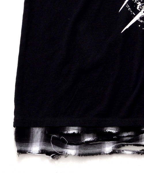 tシャツ 「SILVER BULLET SELECT AP/シルバーバレットセレクト」ネックレス付きフェイクレイヤードオンブレチェック長袖Tシャツ レ SILVER BULLET tシャツ 「SILVER SELECT AP/シルバーバレット