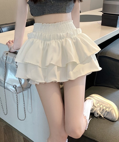 Mejoul スカート 「インナーパンツ付」ウエストギャザー フリル