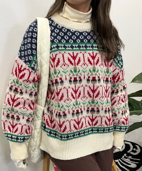 「nemne store」 長袖ニット SMALL アイボリー レディース_画像6