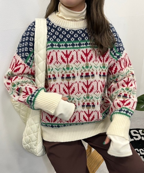 「nemne store」 長袖ニット SMALL アイボリー レディース_画像7