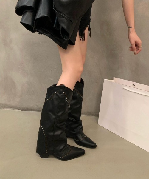 ブーツ 「LAMPOON」スタッズウエスタンブーツ レディース | UP START | 08