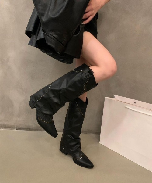 ブーツ 「LAMPOON」スタッズウエスタンブーツ レディース | UP START | 09