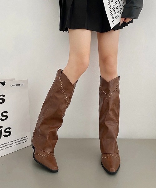 UP START ブーツ 「LAMPOON」スタッズウエスタンブーツ レディース