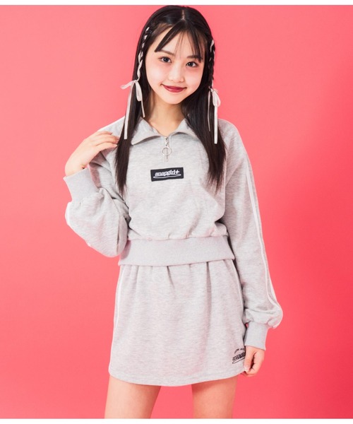 ANAP GiRL セットアップ ライン入ハーフジップ×ミニ裏毛スカート