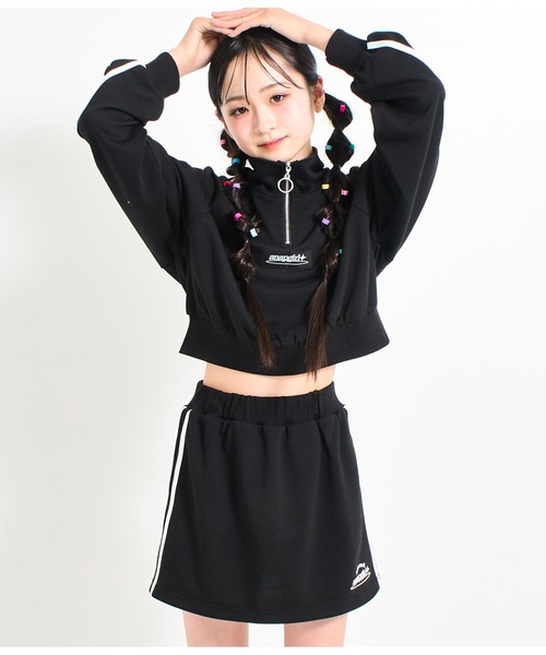 ANAP GiRL セットアップ ライン入ハーフジップ×ミニ裏毛スカート