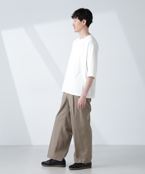 ワイドスリーブTシャツ HALF ZIP ワイド シルエット Tシャツ 半袖