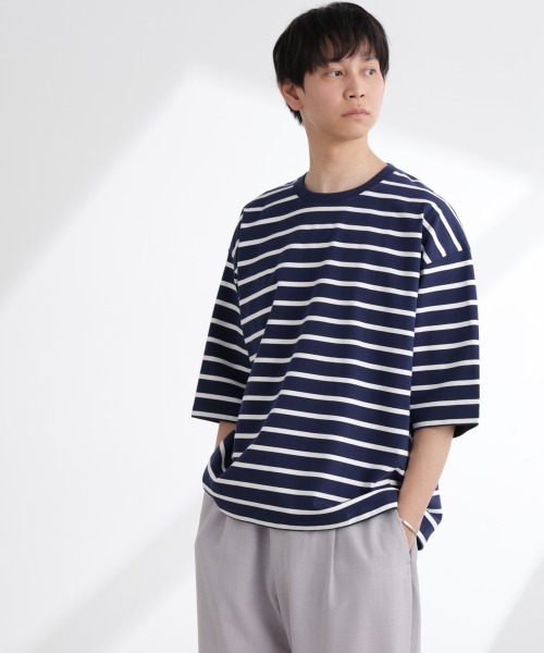 ワイドスリーブTシャツ NANO universe｜ルーズフィットワイドスリーブTシャツ 7分袖