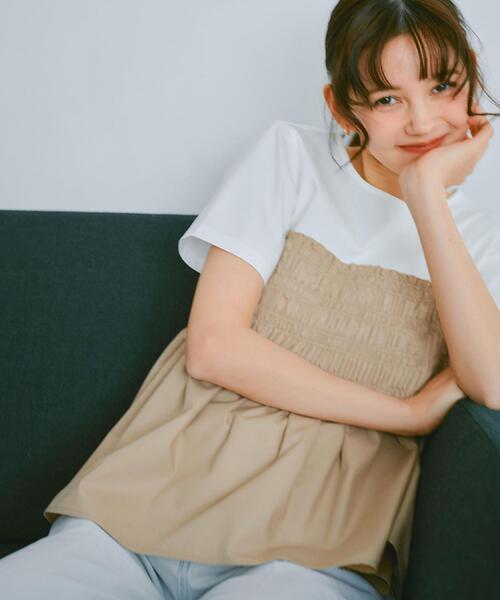 index tシャツ シャーリングドッキングペプラムトップス「洗濯機