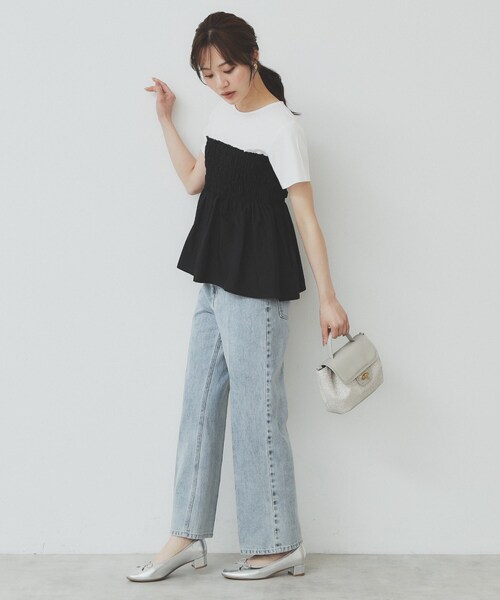 index tシャツ シャーリングドッキングペプラムトップス「洗濯機