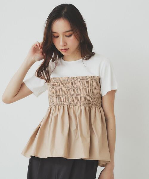 index tシャツ シャーリングドッキングペプラムトップス「洗濯機