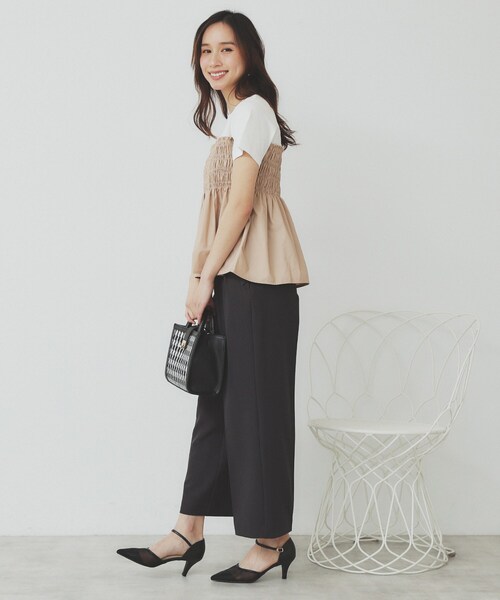 index tシャツ シャーリングドッキングペプラムトップス「洗濯機
