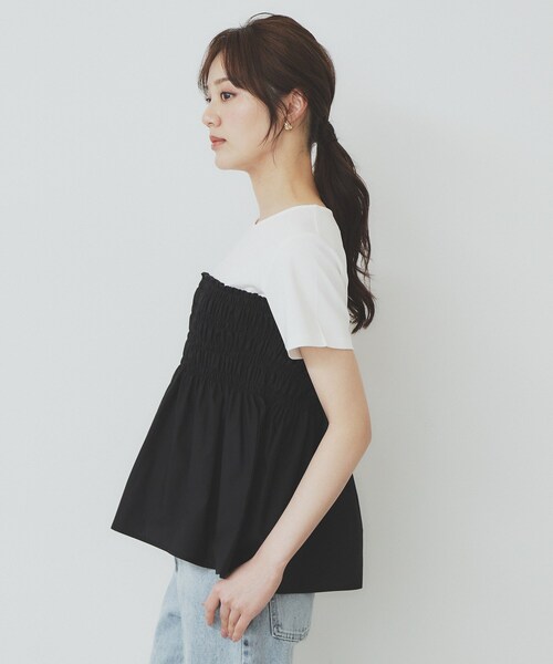tシャツ カットドッキングペプラムトップス レディース index｜カットジョーゼットドッキングペプラムトップス【洗濯機