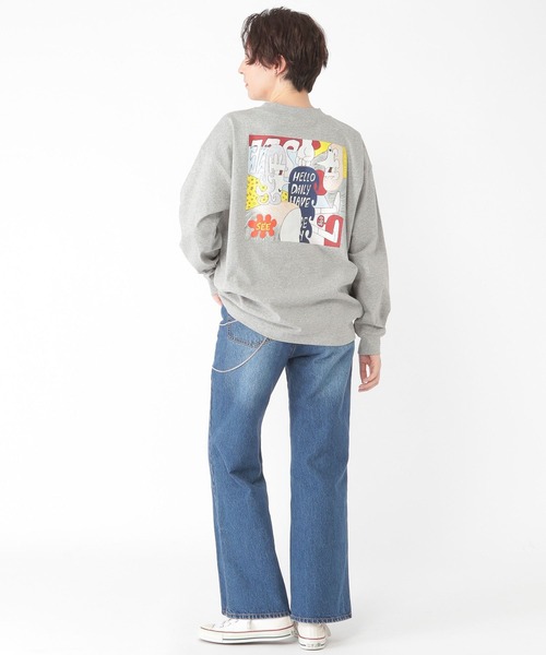 tシャツ 「daily CLIP×HELLOAYACHAN」袖プリントBIGロンT レディース daily CLIP×HELLOAYACHAN】袖プリントBIGロンT（Tシャツ