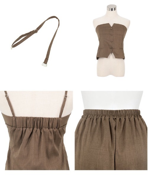 麻神 セットアップ KOBE LETTUCE セットアップ 麻タッチキャミベスト×タックパンツ