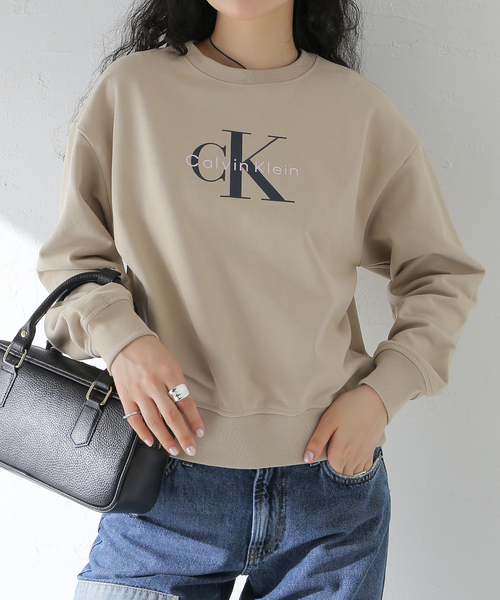 tシャツ   /カルバン クライン MONOLOGO FRENCH TERRY RLXD CREW レディース