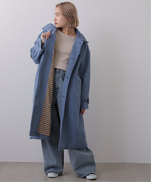 「DOUBLE NAME」 ステンカラーコート FREE オートミール レディース_画像8