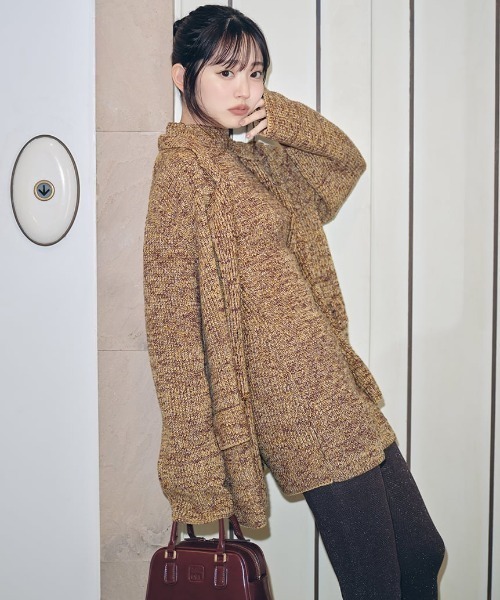 STONE  スナイデルニット カーディガン SNIDEL（スナイデル） ニットカーディガン FREE ブラウン レディース