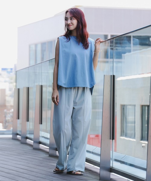 tシャツ 「NAVYS掲載 / 吸水速乾・接触冷感」ランド アンド ウォーター ノースリーブ タック Tシャツ レディース B：MING by BEAMS tシャツ 「NAVYS掲載 / 吸水速乾・接触冷感