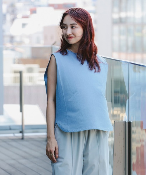 tシャツ 「NAVYS掲載 / 吸水速乾・接触冷感」ランド アンド ウォーター ノースリーブ タック Tシャツ レディース B：MING by BEAMS tシャツ 「NAVYS掲載 / 吸水速乾・接触冷感