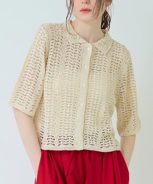 samakivintageニットトップス clear｜サガラ刺繍ベアワッペンニットトップス | Rakuten