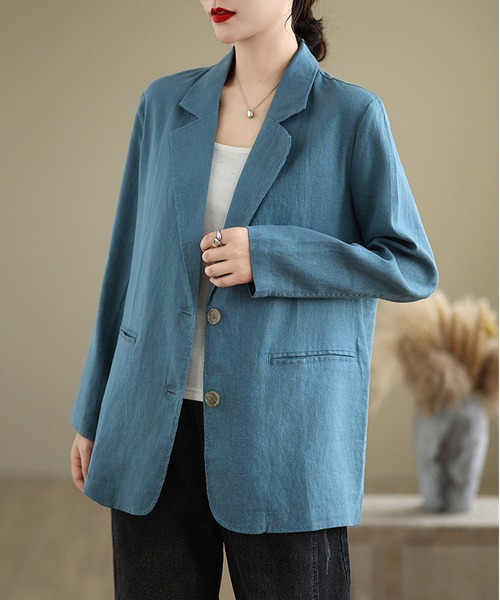 BLANC FICELLE ジャケット テーラードジャケット 麻混 テーラード