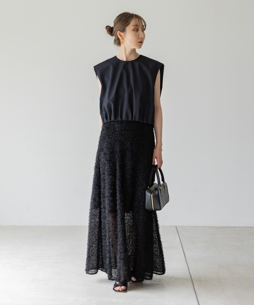 NOBLE（ノーブル） スカート フェザーチュールフレアスカート