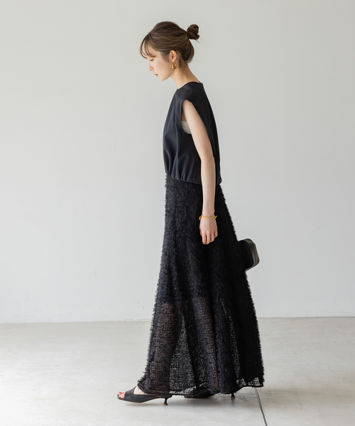 NOBLE（ノーブル） スカート フェザーチュールフレアスカート