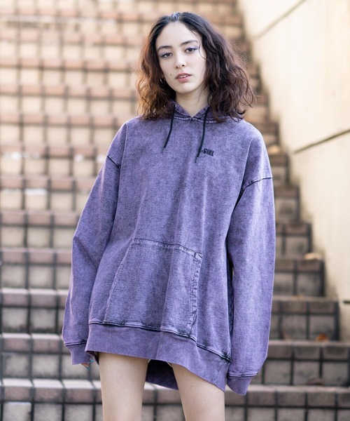 X-girl（エックスガール） プルオーバーパーカー M ピンク レディース