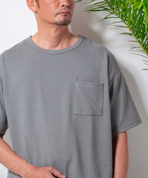 【グレー】ミックスジャガード 半袖 Tシャツ ミックスジャガード 半袖 Tシャツ｜ゴーサンゴーイチプール・オムの
