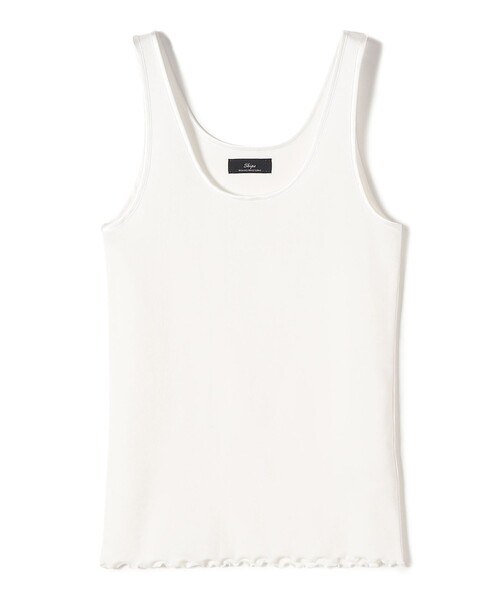 タンクトップ ノースリーブ SHIPS Primary Navy Label:サテン パイピング リブ タンクトップ レディース