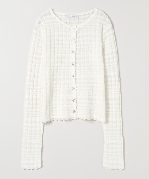 JEANASIS（ジーナシス） カーディガン 12Gチェックジャガードクルー